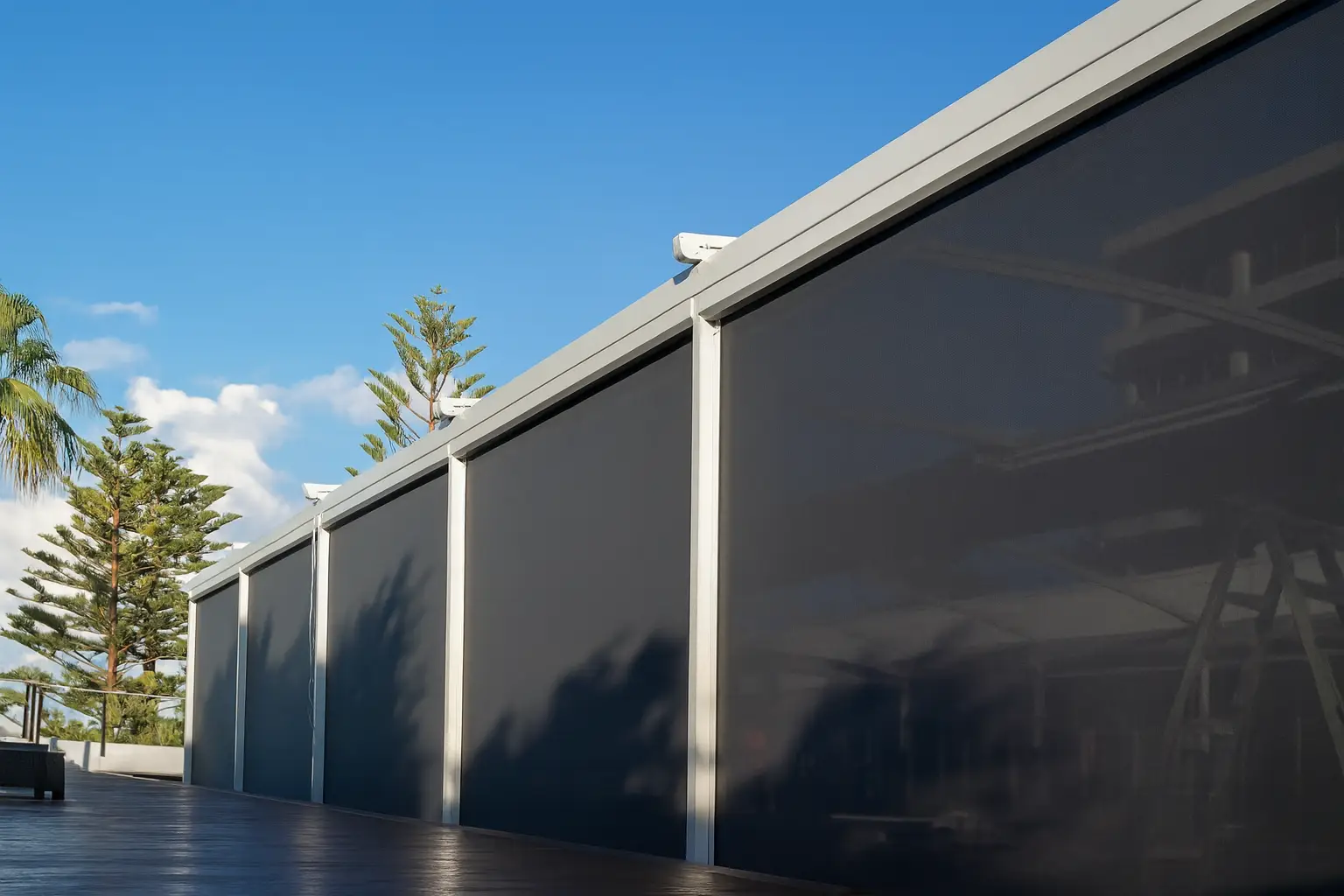 TruScreen motorised outdoor blinds installed on Canberra patio with Australian Made technology